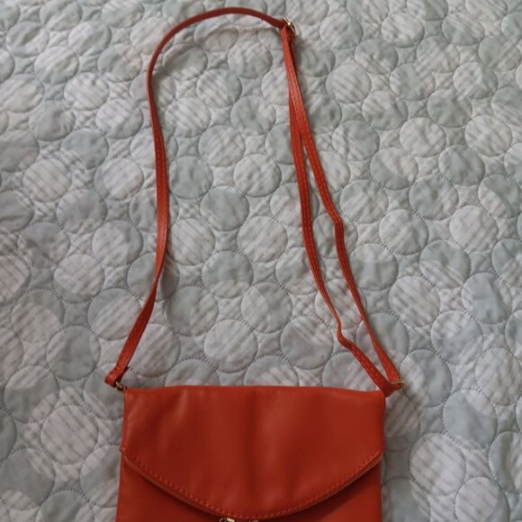 Vera Pelle Orange Italian Leather Purse Tassel Magnetic Closure Designer - Picture 2 of 15